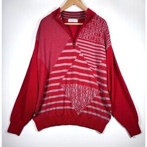 UC Berkeley Quarter Zip Sweater Mens XXL Red Wool Blend Collegiate Knit Cal‎